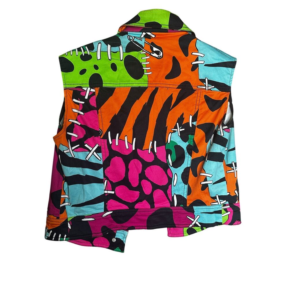 Moschino Cheap and Chic Mean Girls Tour Wardrobe Patchwork Neon Denim Vest - Picture 2 of 4